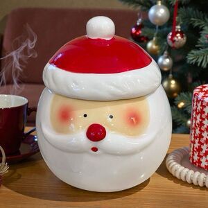 Vtg Arlington Design Santa Claus Cookies Jar Christmas Holiday Winter Home Decor